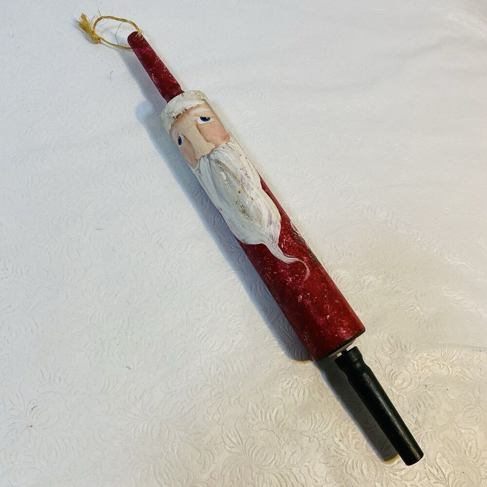 Hand Painted Wooden Santa Claus Rolling Pin